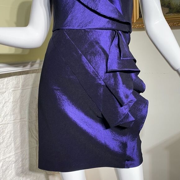 Max & Cleo Strapless Purple Taffeta Mini Cocktail Party Dress - Picture 9 of 16